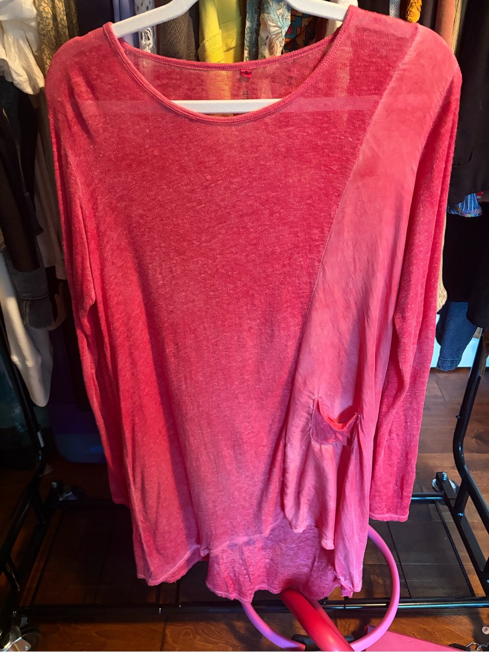 Women’s Lightweight Pink Long-Sleeve Tunic Top/dress